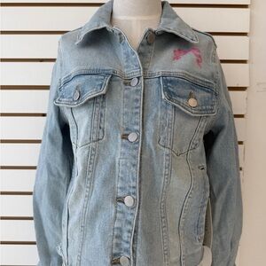 Just USA Light Blue Jean Jacket with Pink Detail